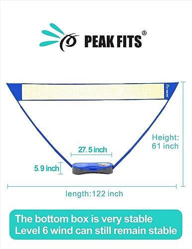 Saqlash poydevori bilan Peak Fits ko'chma badminton to'ri to'plami, 10x5 fut to'r, 4 ta badminton raketkasi, 4 ta volanchik va 8 ta tutqich lentasi bilan badminton to'plami, oilaviy o'yin, bolalar, plyaj hovlisi kombinatsiyalangan to'plami - 6