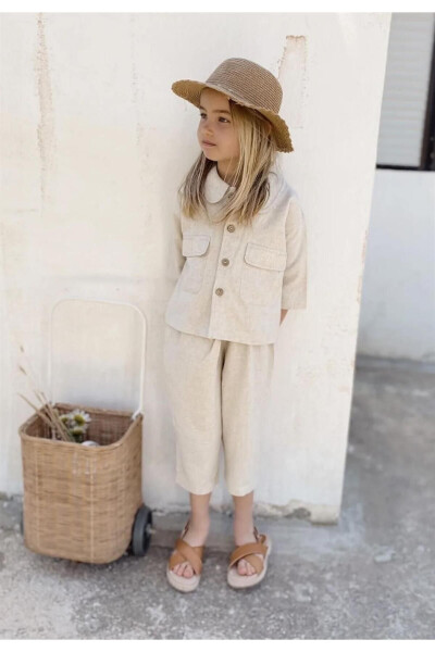 Sarh Linen Buttoned Jacket 2-7 Years Natural - 9