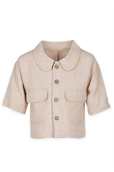 Sarh Linen Buttoned Jacket 2-7 Years Natural - 11