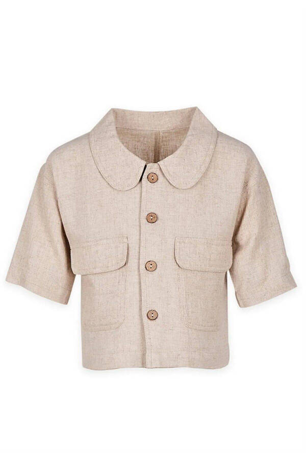 Sarh Linen Buttoned Jacket 2-7 Years Natural - 7