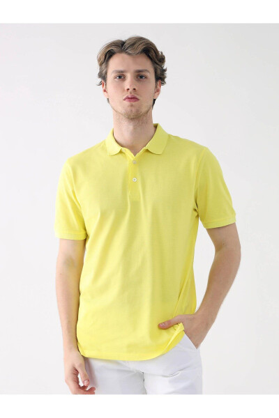 Sarı Slim Fit Polo Yaka Tişört - 1