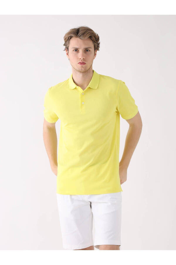 Sarı Slim Fit Polo Yaka Tişört - 2