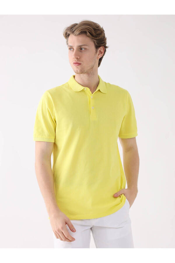 Sarı Slim Fit Polo Yaka Tişört - 4