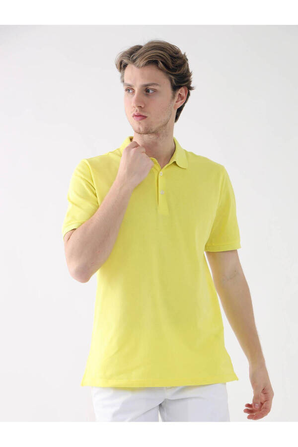 Sarı Slim Fit Polo Yaka Tişört - 5