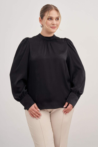 Satin Blouse with Ruched Detail - 1