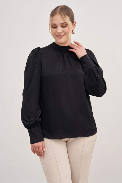 Satin Blouse with Ruched Detail - 2