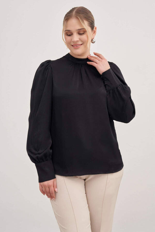 Satin Blouse with Ruched Detail - 2