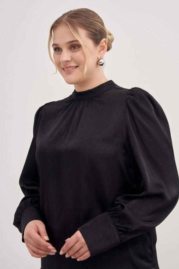 Satin Blouse with Ruched Detail - 3