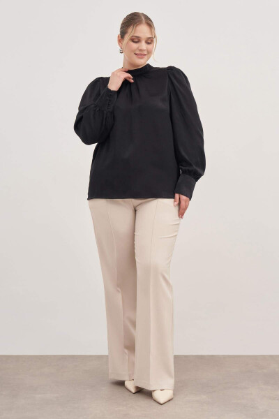 Satin Blouse with Ruched Detail - 4