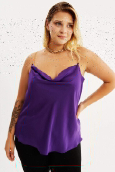 Satin Chain Decollete Neck Blouse - 5