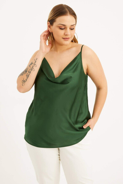 Satin Decollete Strappy Blouse - 1