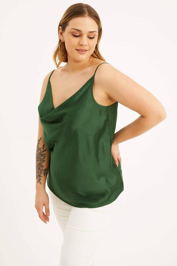 Satin Decollete Strappy Blouse - 2