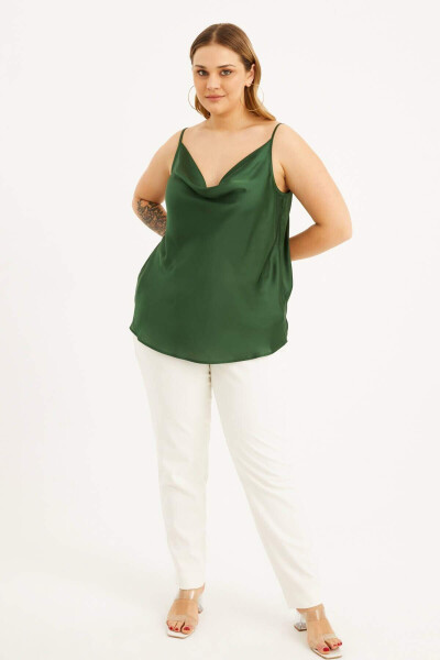 Satin Decollete Strappy Blouse - 4