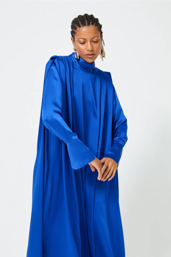 Satin Dress with Cuffed Sleeves - 2