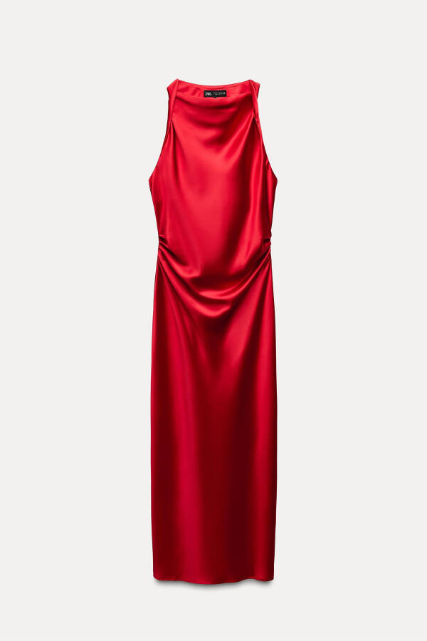 SATIN MIDI DRESS - Bright Red - 18