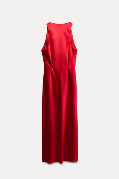 SATIN MIDI DRESS - Bright Red - 19