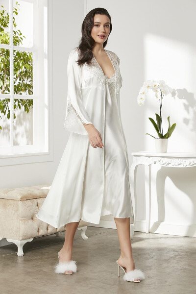 Satin Nightgown Dressing Gown Pajama Set Shorts Set 6-Piece Bridal Dowry Set - 6425 - 34