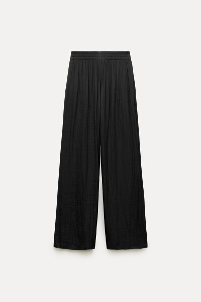 Satin Pants with Elastic Waistband, Cava Color Black - 11