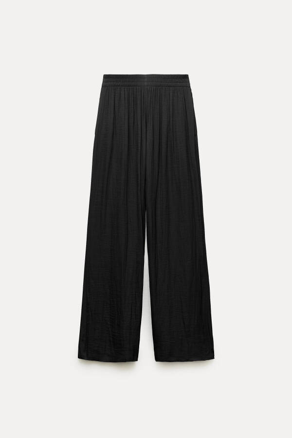 Satin Pants with Elastic Waistband, Cava Color Black - 5