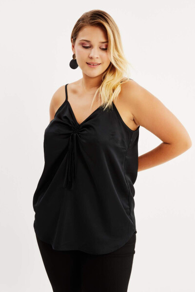 Satin Strapless Ruffle Blouse - 2