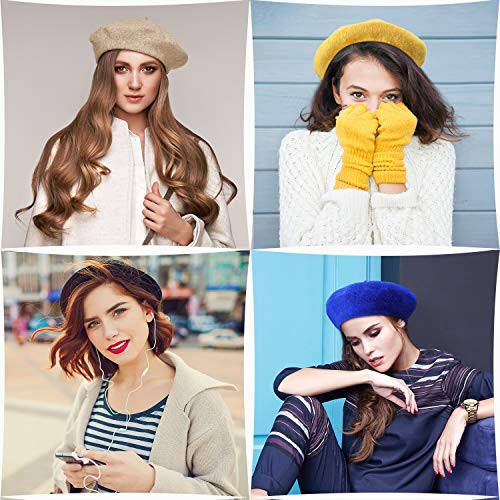 SATINIOR 10 Piece Artificial Wool Beret for Woman, Artist Hat, French Style Beret Polyester Beret Hat Set - 20