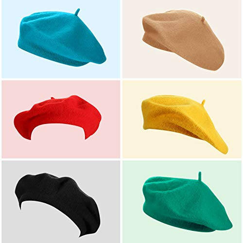 SATINIOR 10 Piece Artificial Wool Beret for Woman, Artist Hat, French Style Beret Polyester Beret Hat Set - 4