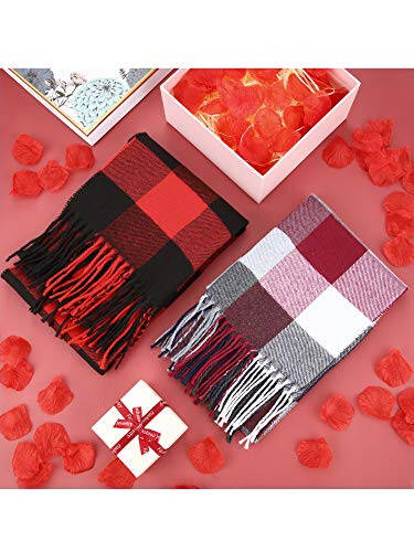 SATINIOR 2 Pieces Women Buffalo Plaid Scarf Winter Buffalo Check Scarves Warm Blanket Scarf Plaid Wrap Shawl - 2