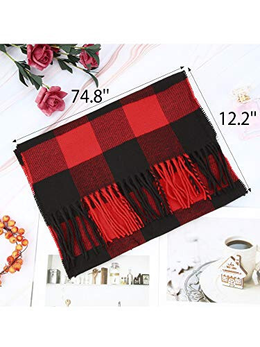 SATINIOR 2 Pieces Women Buffalo Plaid Scarf Winter Buffalo Check Scarves Warm Blanket Scarf Plaid Wrap Shawl - 5