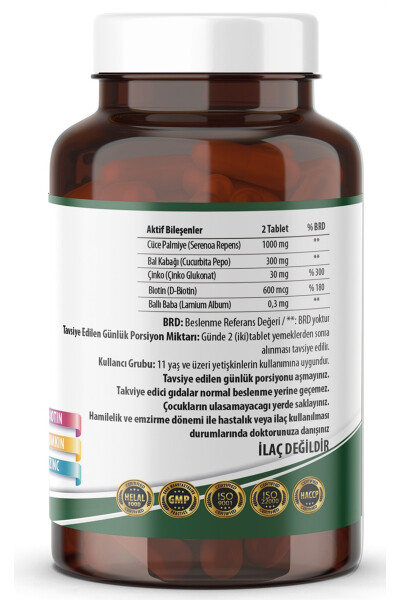 Saw Palmetto 1000 Mg Kabak Biyotin Çinko 120 Tablet - 2