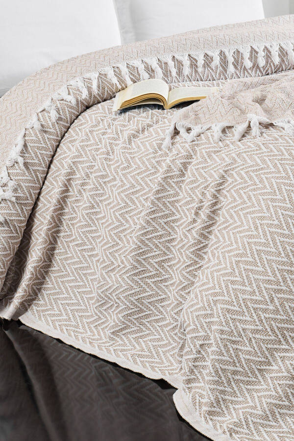 Sayina Model Beige Double Bed Blanket 1600gr. 200x230cm - 10