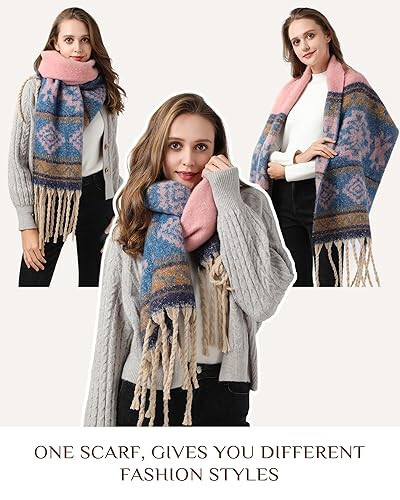 Scarf for Women - Winter Scarfs Fashion Long Scarf Shawl, Scarves for Women Winter Warm Blanket Scarf, Cashmere Scarf - 2