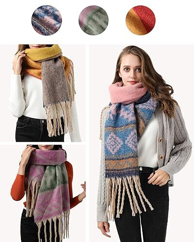 Scarf for Women - Winter Scarfs Fashion Long Scarf Shawl, Scarves for Women Winter Warm Blanket Scarf, Cashmere Scarf - 3