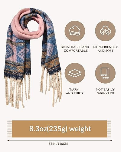 Scarf for Women - Winter Scarfs Fashion Long Scarf Shawl, Scarves for Women Winter Warm Blanket Scarf, Cashmere Scarf - 5