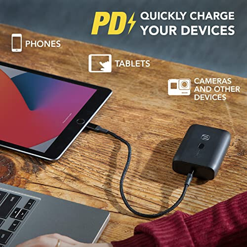 Scosche PB10PD-SP GoBat 10000mAh Kompakt Çift Portlu Cep Telefonu Pil Paketi, 20W USB-C Güç Dağıtımı Hızlı Şarj Cihazı ve 18W USB-A Taşınabilir Güç Bankası, Apple iPhone ve Android ile Uyumlu Harici Pil - 4