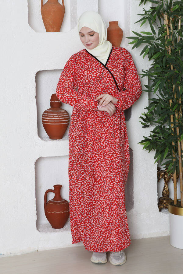 Seasonal One Piece Fabric Women's Prayer Dress With Belt Modest Dress - 3