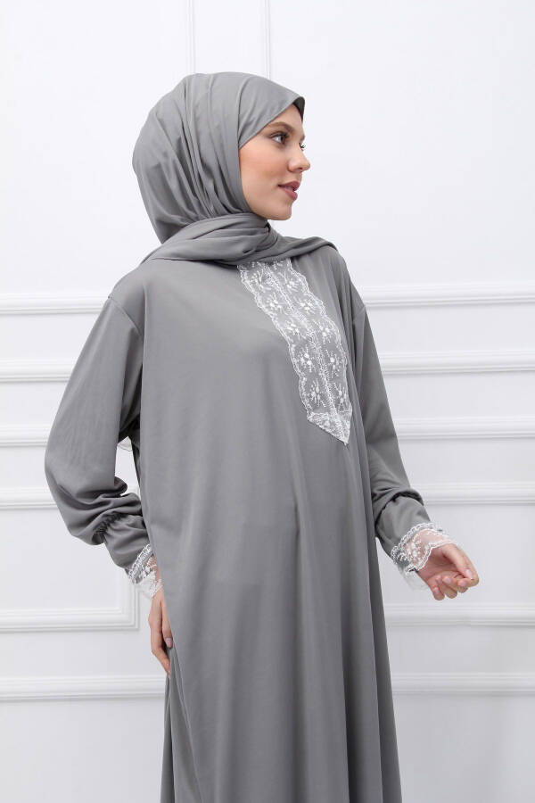 Seasonal Self-Veiled Lace Women's Prayer Dress, Non-Sweating Prayer Outfit - 3