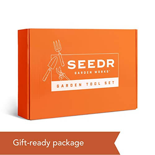 SEEDR GARDEN WORKS Açık Hava Bahçe Alet Seti, Paslanmaz Çelik Bahçe Seti - Bahçe Alet Düzenleyici Çanta, Bahçe Küreği, Kürek, Fide Dikme Aleti, Yabani Ot Çıkarıcı, Geçişli Budama Makası ve Bahçe Eldivenleri - 7 Parça Set - 3