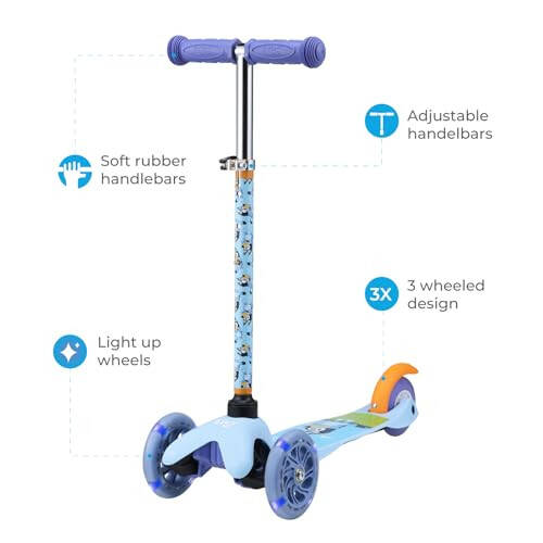 Self Balancing Kick Scooter with Light Up Wheels, Extra Wide Deck, 3 Wheel Platform, Foot Activated Brake, 75 lbs Limit, Kids & Toddlers Girls or Boys, for Ages 3 and Up - 2