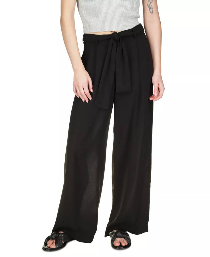 Self-Sash Drapey Crepe Wide-Leg Pants, Regular & Petite Black - 1