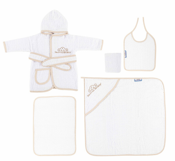 Sema Baby 5 Piece Baby Bathrobe Set - Ecru - 3