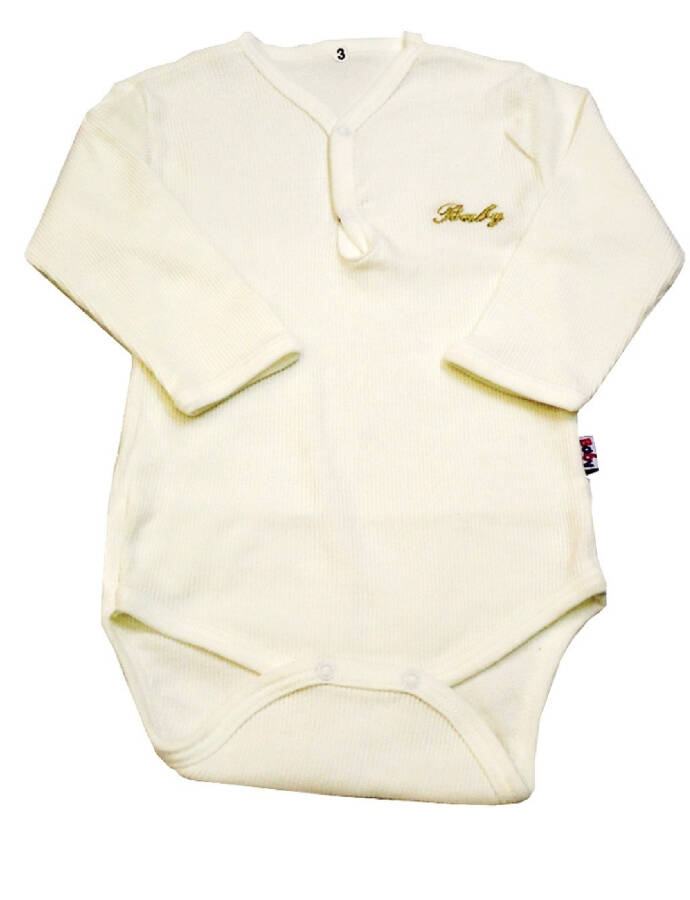 Sema Baby Long Sleeve Ribbed Bodysuit - Ecru 0-6 Months - 3