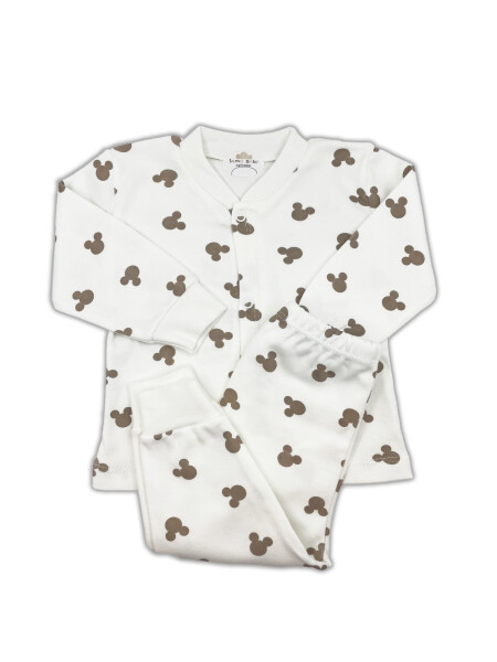 Sema Baby Mickey Mouse chaqaloq pijama to'plami – Ekru 0-3 oy - 1