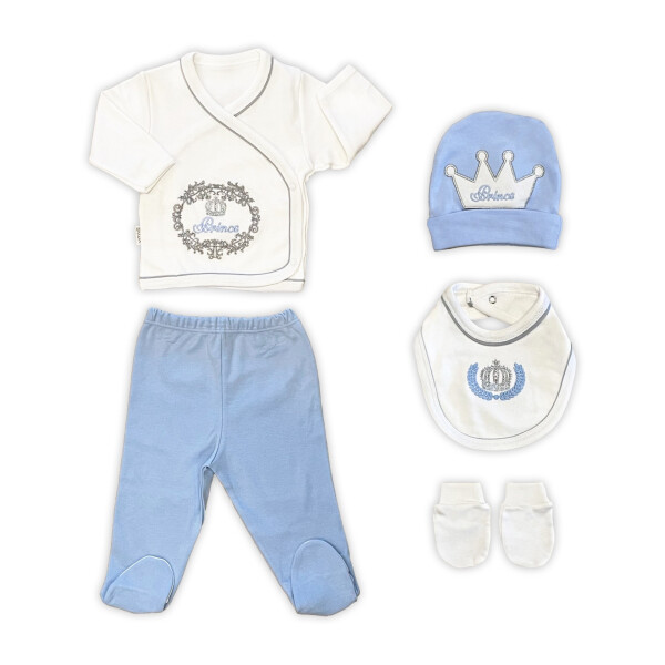 Sema Baby Prince Luxury 5-Piece Hospital Discharge Romper Set - Blue - 1