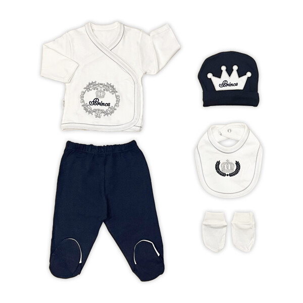 Sema Baby Prince Luxury 5 Piece Hospital Discharge Romper Set - Navy Blue - 4