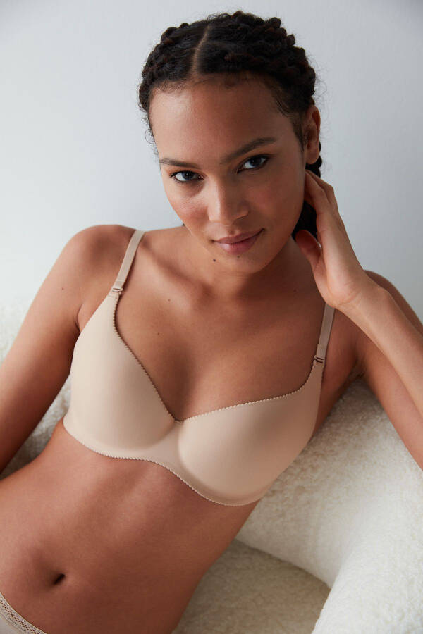 Sensation Beige Seamless Push Up Support Bra - 1