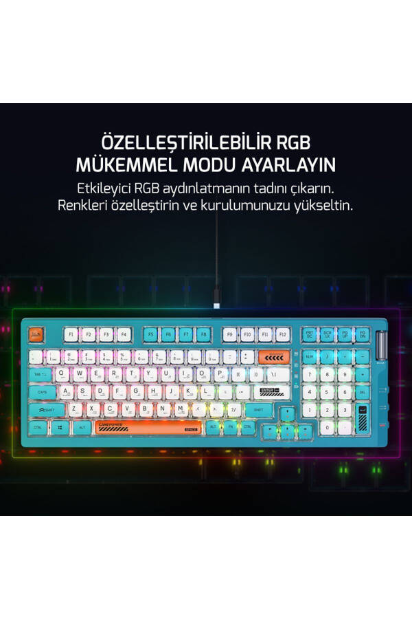 Sense RGB Kablosuz/Bluetooth/Kablolu Mekanik Red Switch Oyun Klavyesi - 6