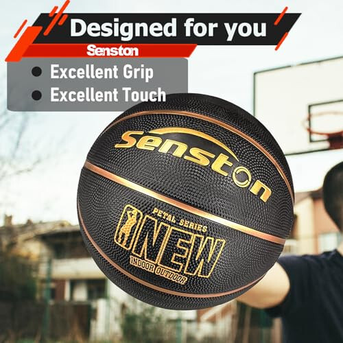 Senston 29.5'' Açık Hava Kapalı Ortam Kauçuk Basketbol Topu Resmi Boyut 7 Sokak Basketbolu Pompasıyla - 9