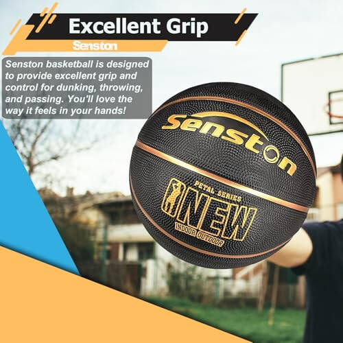 Senston 29.5'' Açık Hava Kapalı Ortam Kauçuk Basketbol Topu Resmi Boyut 7 Sokak Basketbolu Pompasıyla - 3