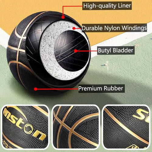 Senston 29.5'' Basketbol ochiq havoda yopiq xonada kauchuk basketbol to'pi rasmiy o'lchami 7 ko'cha basketboli nasos bilan - 5