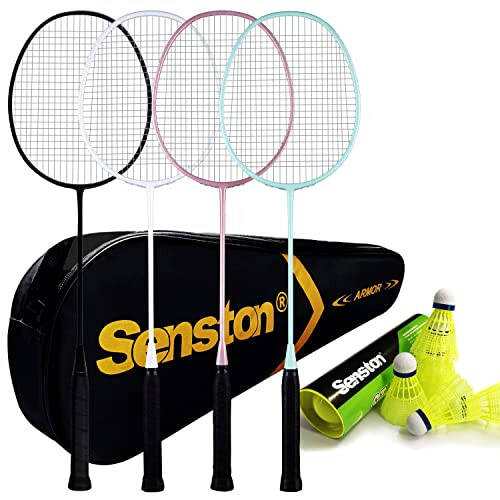 Senston Badminton Racket, Lightweight Badminton Rackets Set with 6 Nylon Shuttlecocks for Outdoor, Backyards, Gym, Pack of 4 - 7